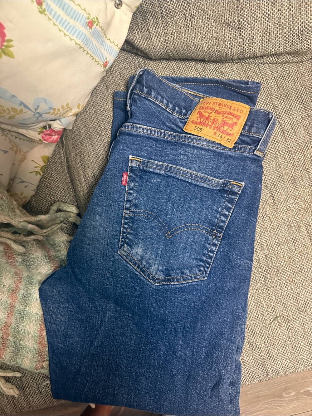 Levi's Blue Denim Straight Jeans with Red Tab